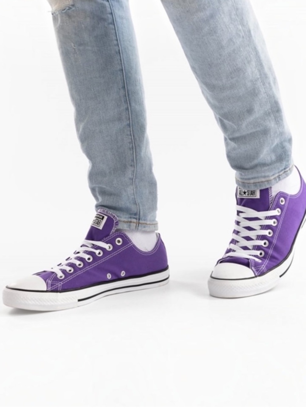 Converse All Star Purple Canvas Sneakers Unisex Women8.5/Men6.5/Lo Top New Laces